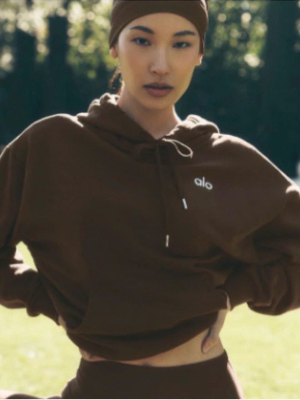 ALO Yoga Brown Hoodie with Subtle Logo Xs